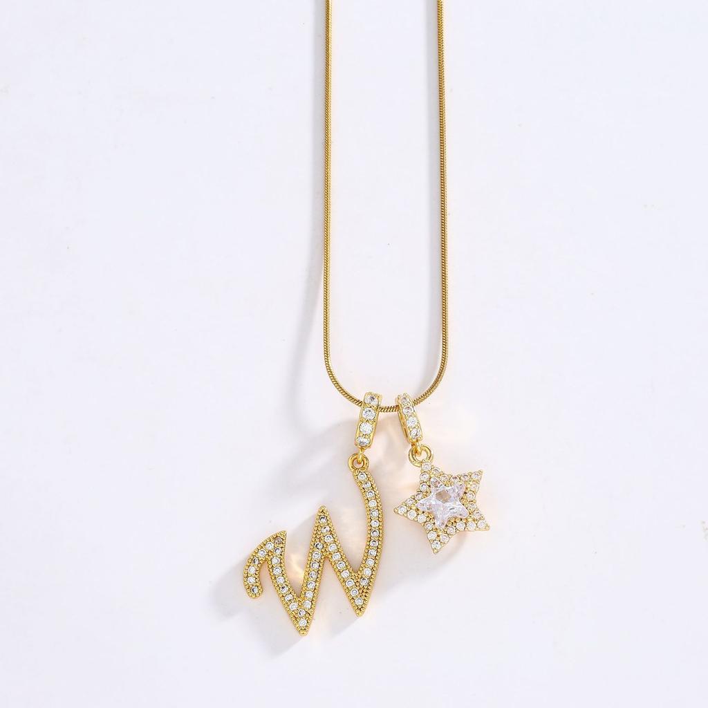 26 Alphabet Pendant Initial Letter Star Necklace Couple Name Jewelry Gifts