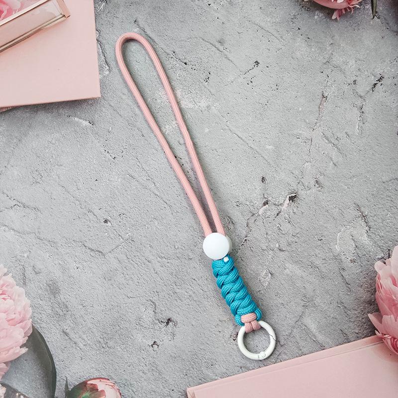 Colorblock Knotted Phone Lanyard: Creative Short Woven, Detachable, Anti-Lost Keychain Strap for Phone Cases