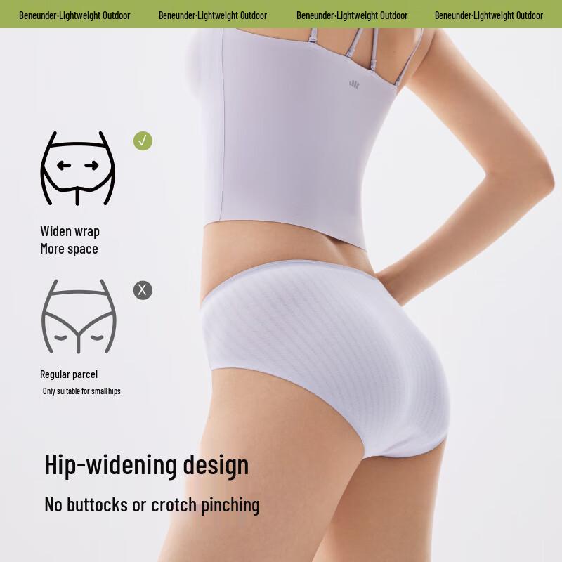 Beneunder Women's 100% Cotton Seamless Antibacterial Mid-Rise Briefs