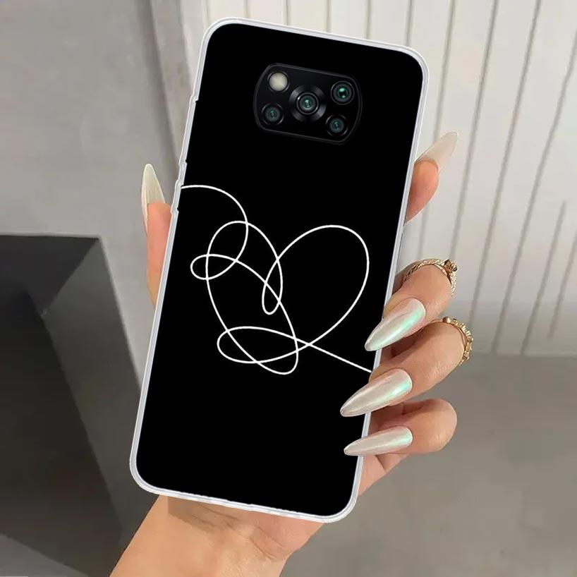 Love Yourself Flower Heart Line Kpop Phone Case for Xiaomi Poco X5 X6 X7 Pro F7 Ultra M7 Redmi 15 15C 13 13C 12 12C 10 10A 10C 9