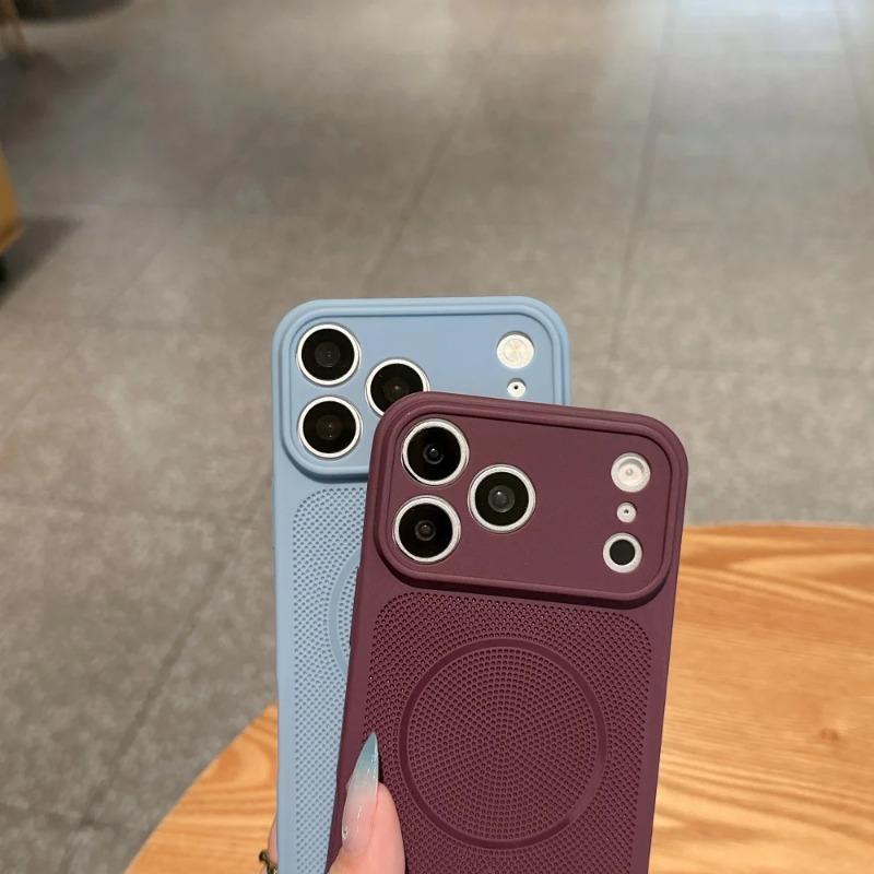 Honeycomb Holes Heat Dissipation Silicone Soft Phone Case for iPhone 17 16 15 13 12 18 Pro Max 14 Plus Shockproof Cooling Cover