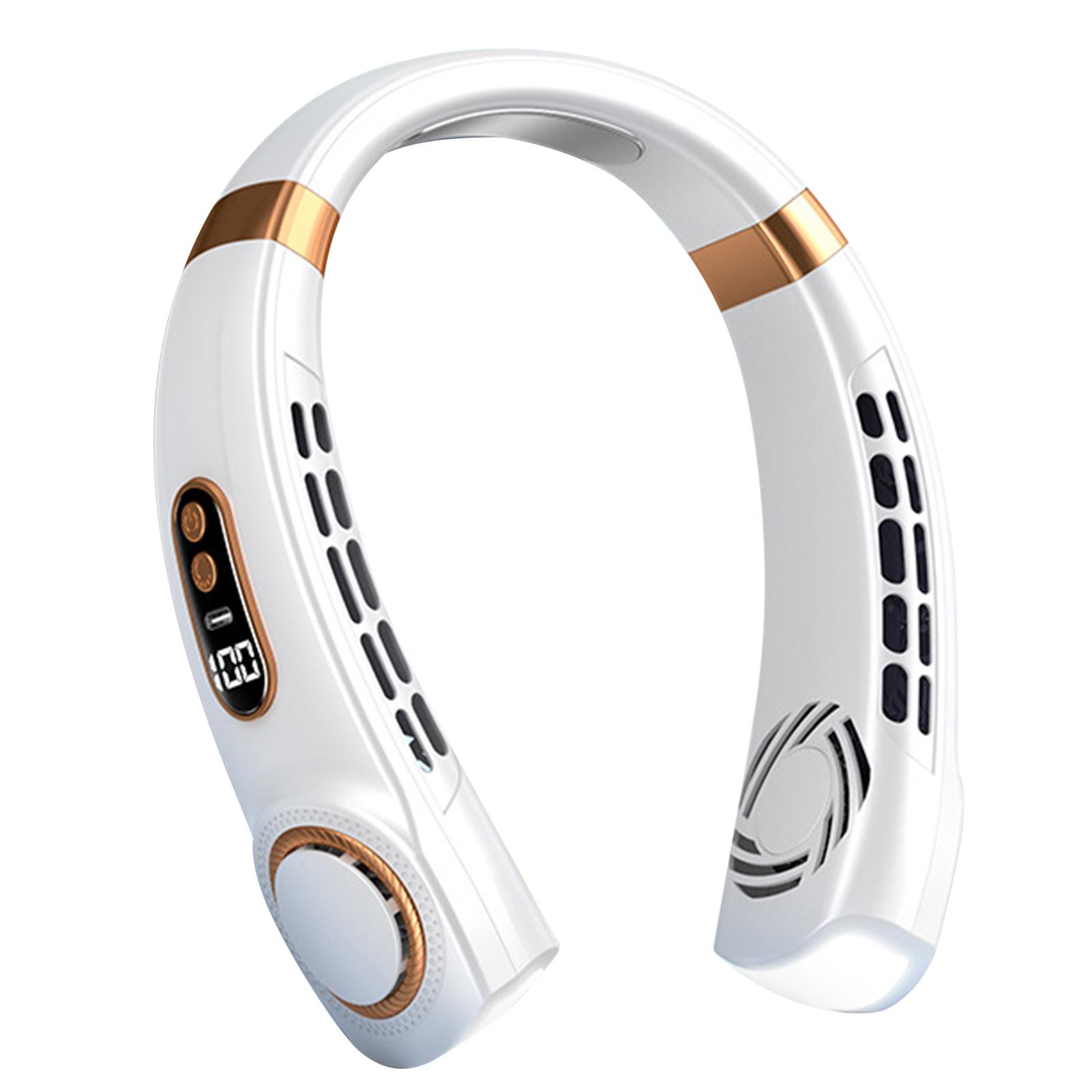 

1800 мАч USB Вентилятор на шею Портативный Бесшумный Мини Перезаряжаемый Светодиодный Цифровой Дисплей 5 скоростей Электрический Воздухоохладитель Ручной белый