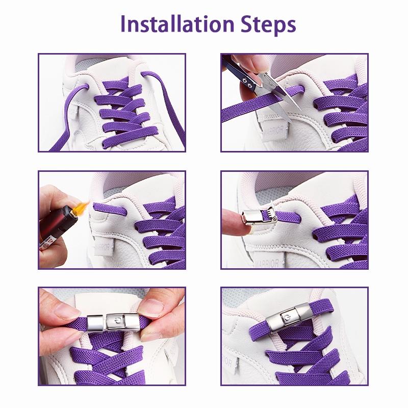 1 Pair/2 Pair No-Tie Sport Shoe Laces for Sneakers Classic Flat Elastic Press Lock Shoelaces One Size Fits All Adults and Kids