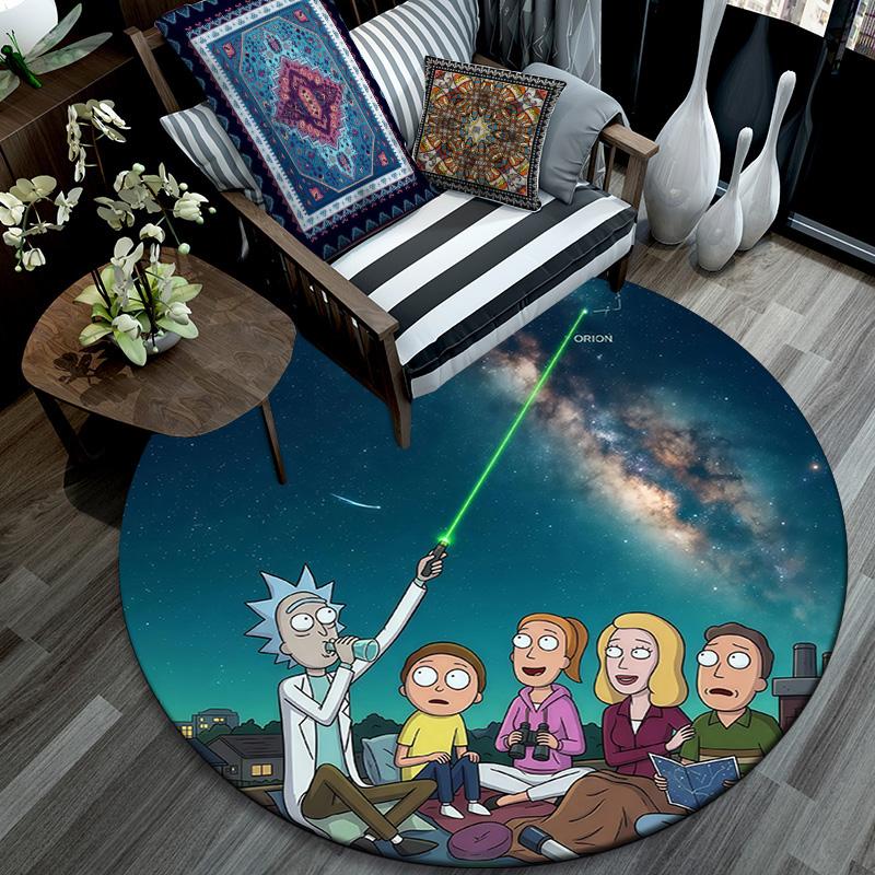Rick and Morty2 Round Area Rug,Carpet Rug for Living Room Bedroom Sofa Playroom Decor,Non-slip Floor Mat