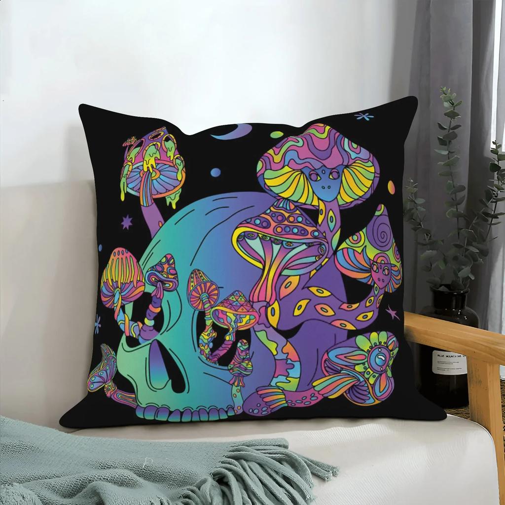Fantasy Mushroom pattern Doublesided Printed pillow cover Short plush Suitable living rooms bedrooms sofas throw cushion cover