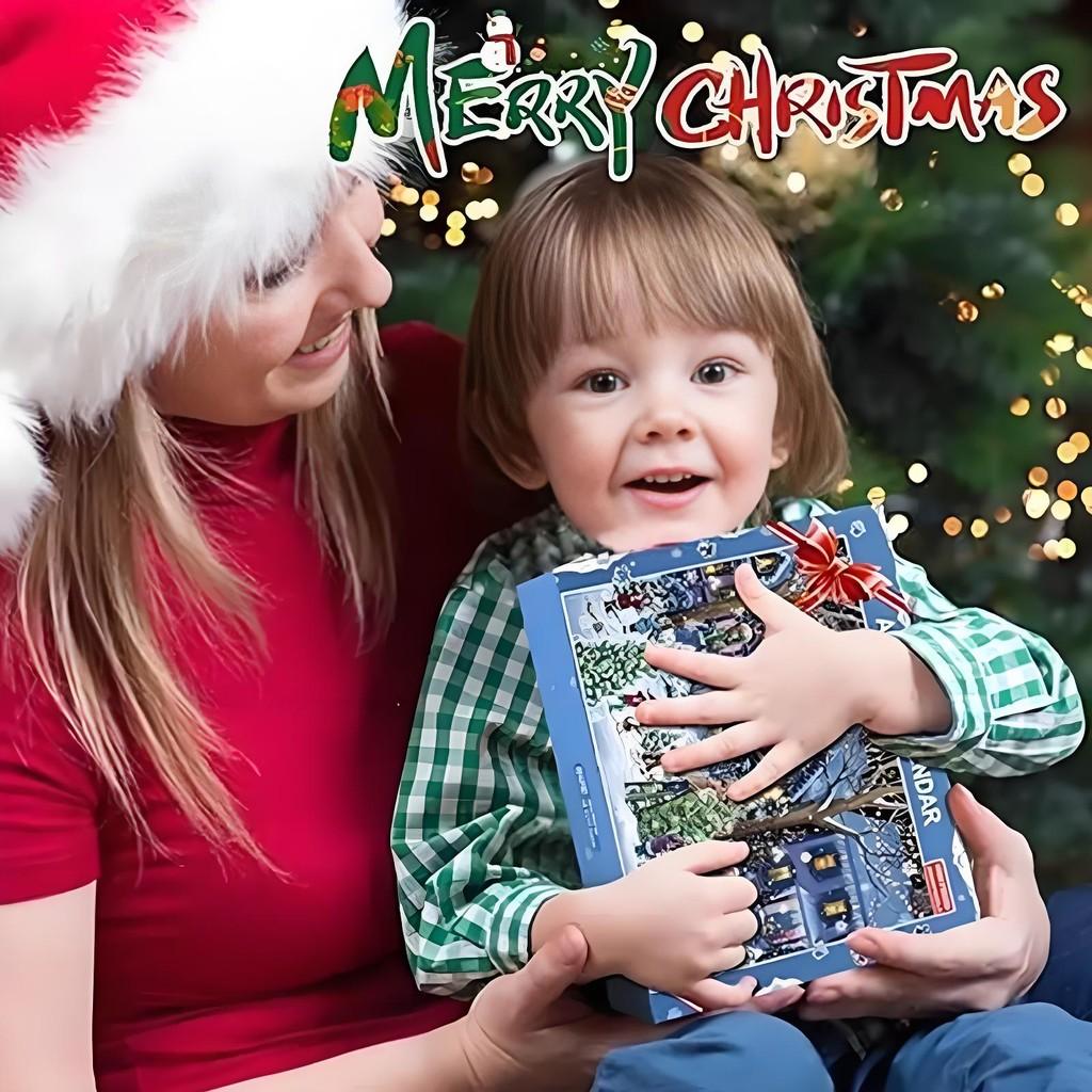 Wciągający kalendarz adwentowy z puzzli zaprojektowany na 24 dni odliczania do świąt ze 1008 solidnymi elementami dla rodzinnej zabawy