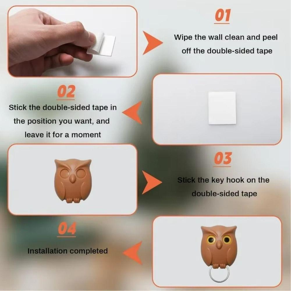 Wall Mounted Owl Key Hook Will Open Eyes Hanging Rack Keychain Organizer Hooks  Home Decoration