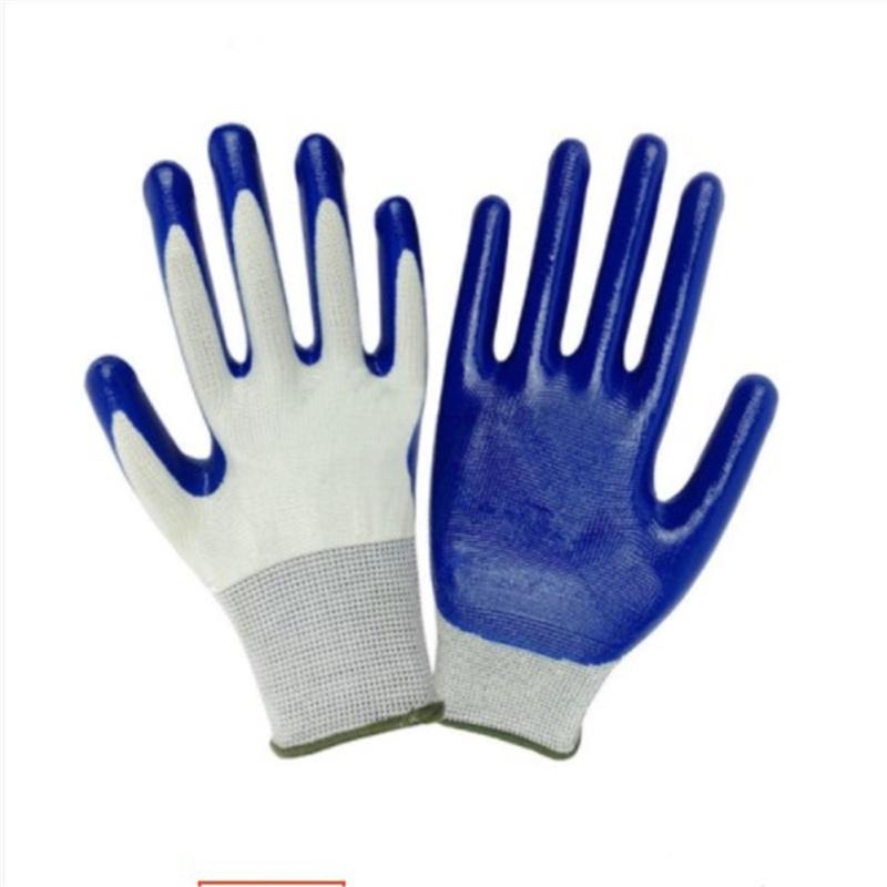1 Pair Nylon Gardening  Gloves Waterproof Stab-resistant Safety Double-layer Latex Coated Non-slip