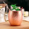 500ml Moscow Mule Mug Stainless Steel Cup Beer Mug Iced Coffee Cup Hammered Copper Plated Cup for Cocktail Drinks Bar Drinkware