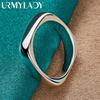 URMYLADY 925 Sterling Silver Smooth Round Square Ring For Women Men Charm Fashion Jewelry