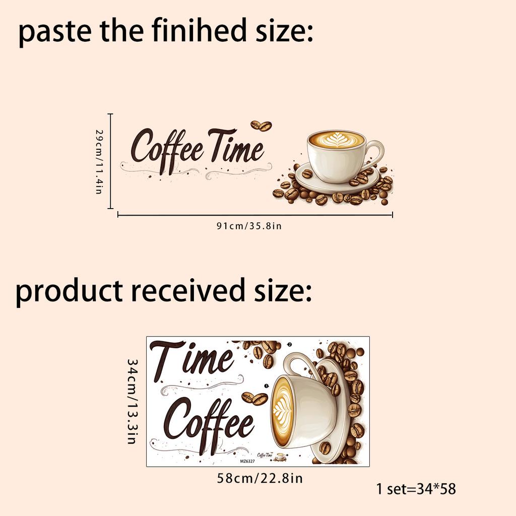 Coffee Cup Letter Wall Sticker Self Adhesive Removable Background Wall Decor