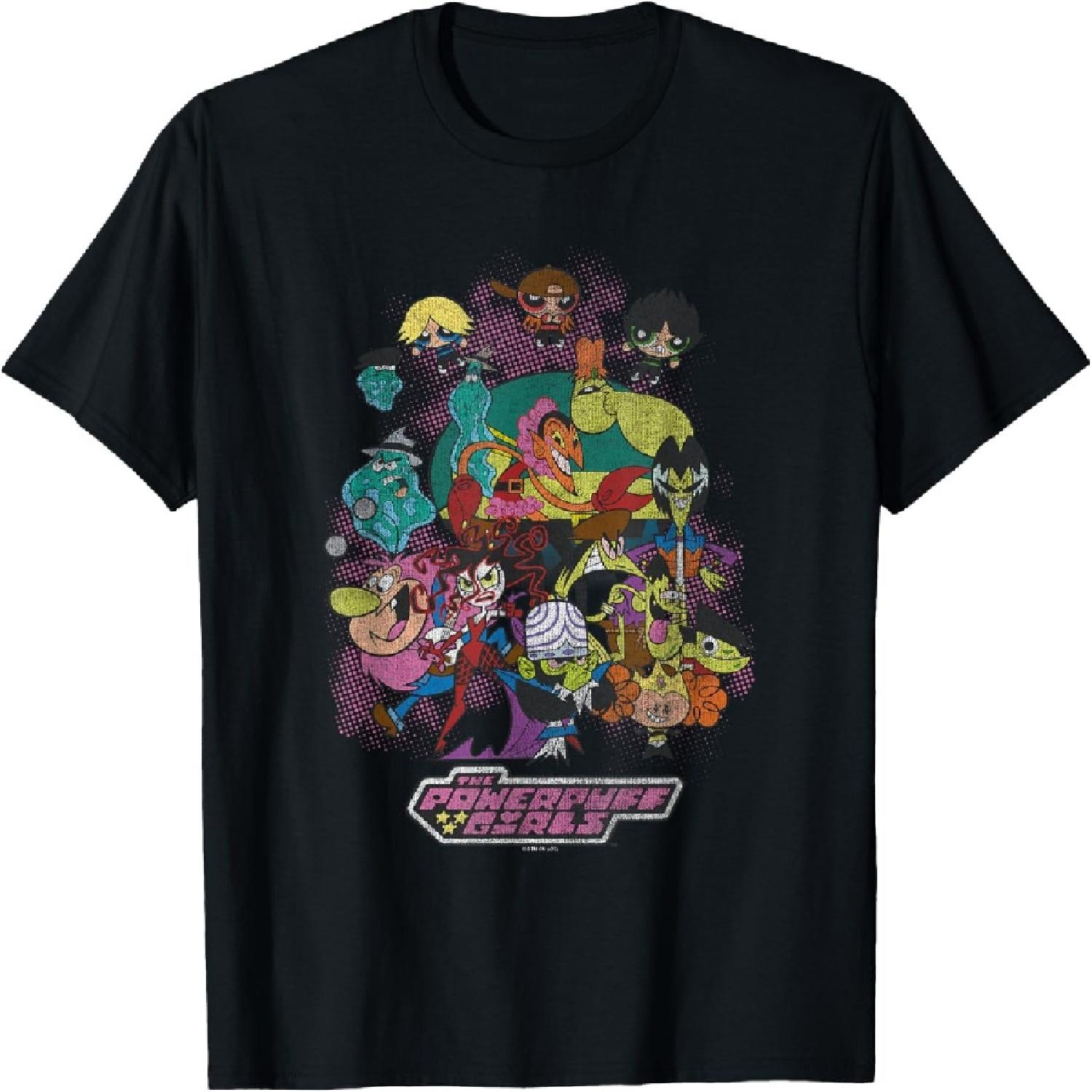 The Powerpuff Colorful Villains Group Cartoon T-Shirt S