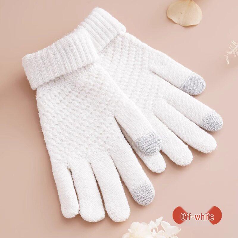 Plush Touchscreen Gloves: Warm, Thick Wool-Knit for Men & Women, Ideal for Autumn/Winter Cycling