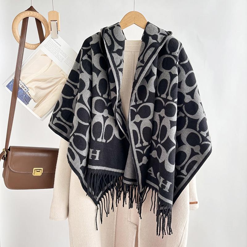 

Зимний шарф из имитации кашемира женский осенне-зимний утолщенный шарф с бахромой двойного назначения теплый и универсальный 190cm