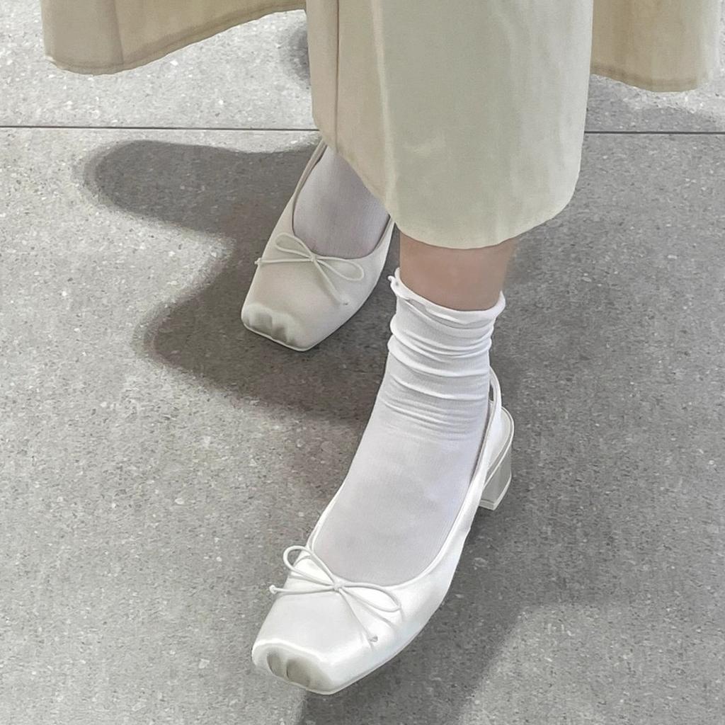 IPPEUM Women Ballet Flats Satin Low Heel Square Toe Pumps Mary Janes 2025 High Heels Ballerina Shoes Plus Size 43