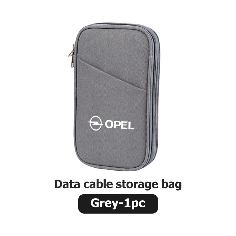AAAYS1 For Opel Car Charger Data Cable USB Zipper Storage Bag Accessories Vectra Zafira Meriva Mokka Grandland Vivaro Antara