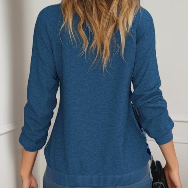 GMXIA Women's Fashion Casual Christmas Print Autumn and Winter Shoulder Print Loose Long Sleeve Round Neck T-shirts and Tops