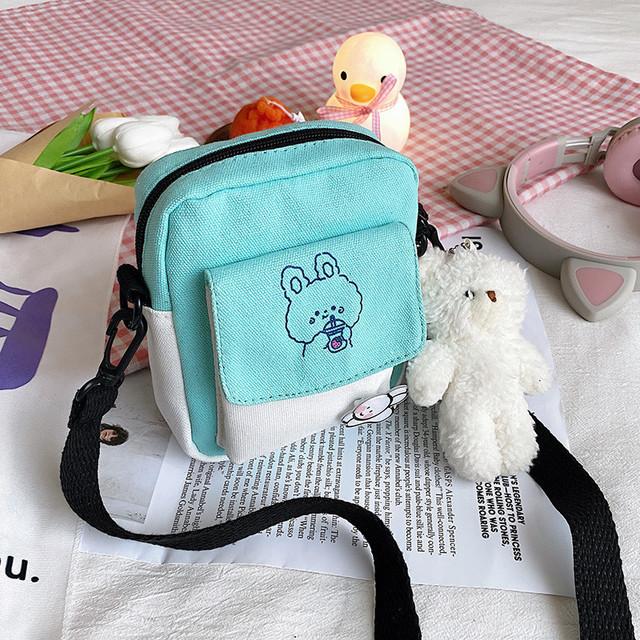 Canvas Shoulder Women'S Bag Small Korean Fashion Messenger Crossbody Bag For Girl Students Cotton Cloth Female Handbags Bolsas