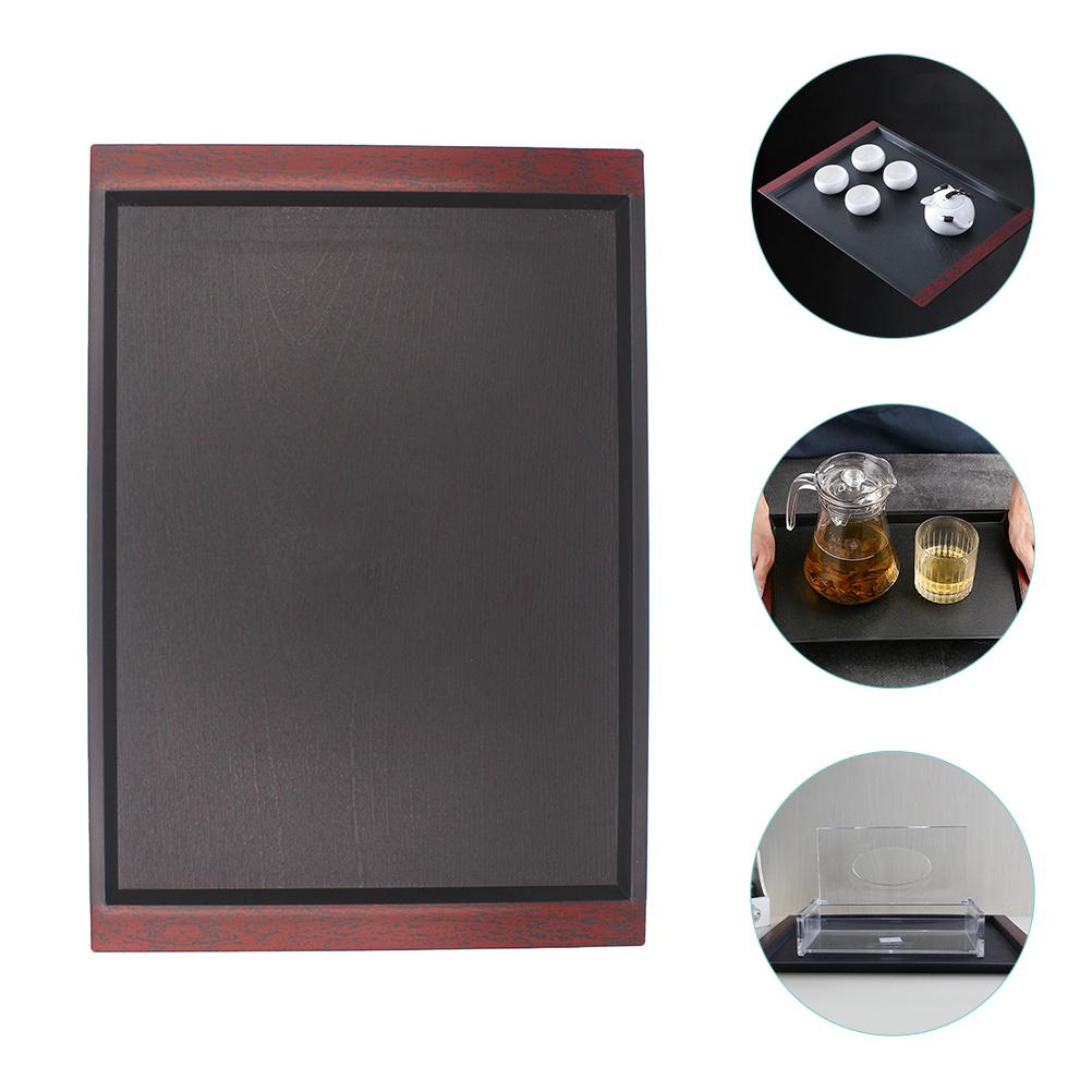 Japanese Anti-Slip Tea Tray Premium Polypropylene Material Multi-Function Serving Tray for Kitchen Bathroom Vanity Dessert Fruit 38X24X1.5CM