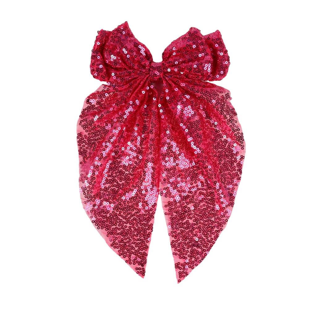 Nou Clip de păr cu fundă mare colorată cu paiete pentru modă feminină, panglică pentru coadă de cal, ac de păr, clip BB, accesorii de păr pentru fete
