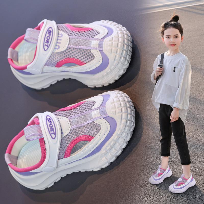 Girls' Single-strap Sports sandals2026New Summer Hollow Mesh Casual Sneakers for Little Girls and Older Children