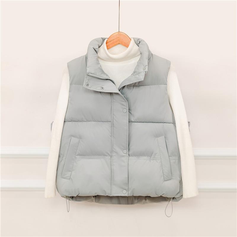 Vest fashionable warm solid color cotton short stand-up collar vest vest vest vest sleeveless new versatile coat