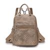 Vintage Leather Backpack for Women Casual Daypack Travel Shoulder Bag with Multi Pockets