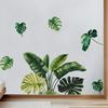 Tropical Green Plant Leaf Butterfly Wall Sticker Self-Adhesive Home Decor for Living Room Bedroom Entrance Decoration