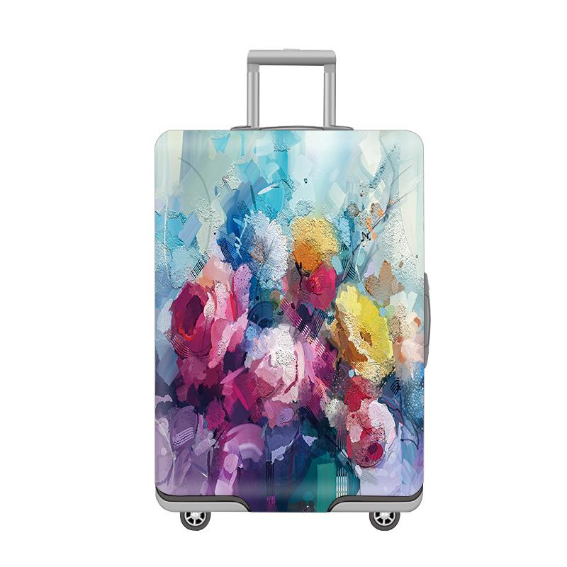 Elastic Zippered Travel Suitcase Protective Cover - Durable, Printed, and Wear-Resistant