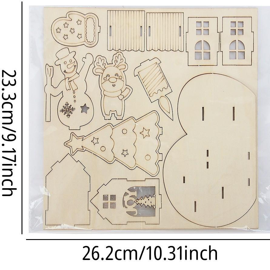 Charming Christmas Wooden Cabin Puzzle Decoration For Festive Table Displays And Diy Gifts