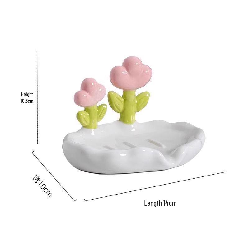 Punch-Free Cute Flower Soap Dish - Draining Holder for Washbasin and Dormitory