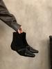 Retro small square head black small naked boots women's boots new autumn and winter brown thin boots French small short boots