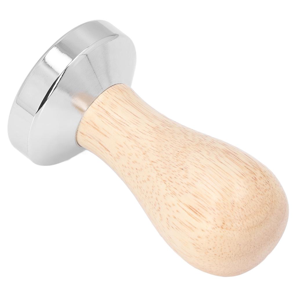 Coffee Tamper Detachable Food Grade Stainless Steel Flat Bottom Coffee Powder Press Hammer with Wooden Handle 49mm