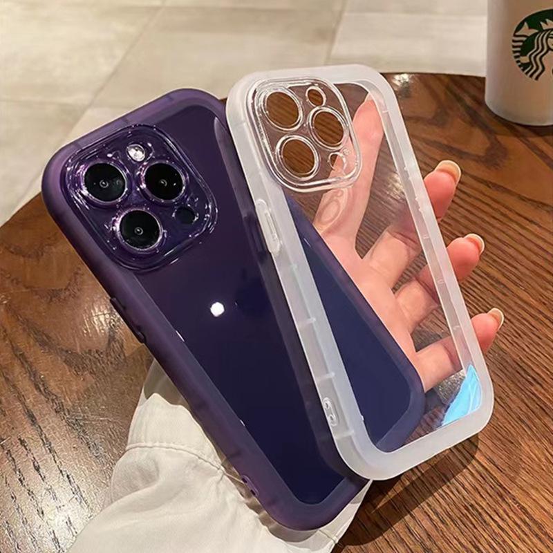 Dark Purple Silicone Phone Case for iPhone 8/7 Plus/11/12/14 - Transparent and Protective
