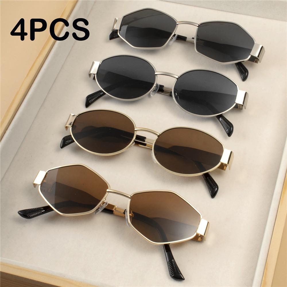 4PCS Retro Punk Style Sunglasses Vintage Round Metal Frames Female Sun Eyeglasses Premium-quality Durable Stylish Eyewear