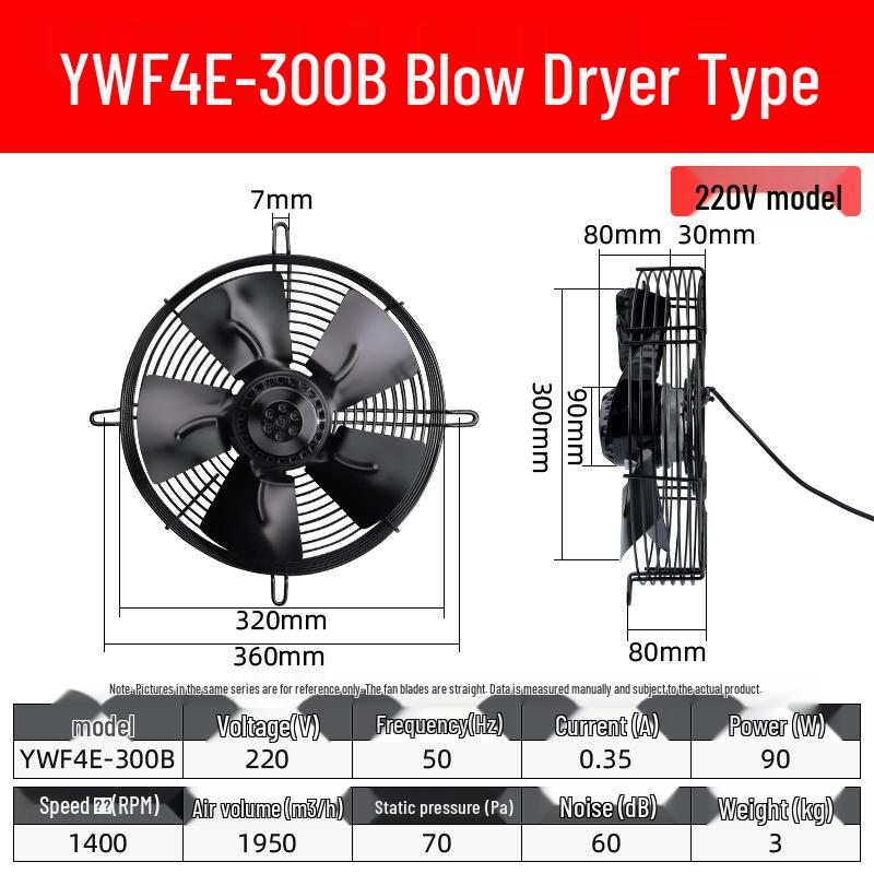YWF4E External Rotor Axial Fan: 220V Air Compressor/Condenser Cooling, 380V Cold Storage Exhaust.