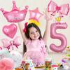 Princess 3rd 4rd 5rd Birthday Party Decorations 40 Inch Large Pink Crown 3 Balloon Girls’ Princess Decorations Party Supplies