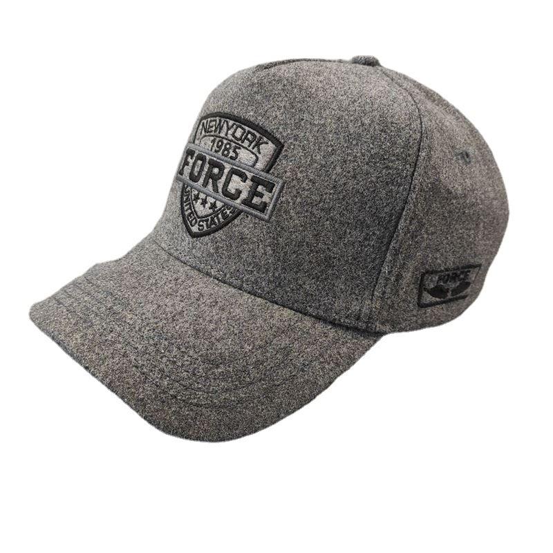 New high-top five-piece baseball cap autumn and winter woolen material peaked cap big head circumference men's hat couple women's hat casual fashion