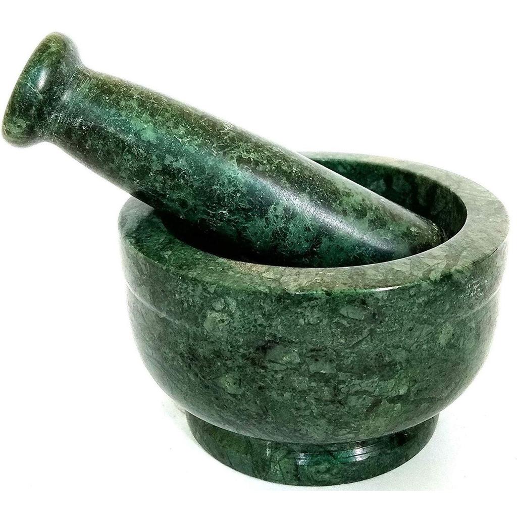 Mortar and Pestle Set, Kharad, Masher Spice Mixer Okhli and Musle Kharal for Kitchen 4 Inches, Green Colour