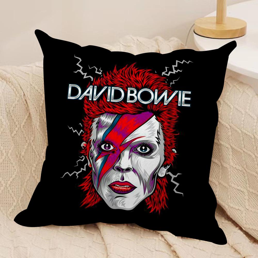 David Bowie Kissenbezug Weicher Plüschstoff Beidseitig Bedruckter Sofakissenbezug für Alle Jahreszeiten Heimdekoration Geschenk