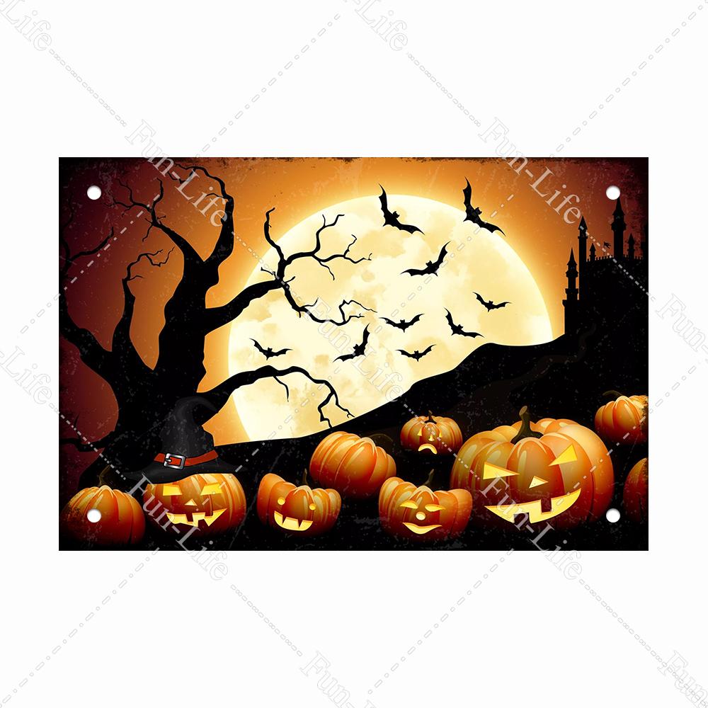 Halloween Shabby Chic Home Bar Festival Vintage Wall Decor Metal Tin Signs Pub Tavern Retro Pumpkin Decorative Plate 20x30cm