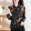 Fashion Printed Shirt  Spring Autumn Commute Single-breasted Casual Korean Polo-Neck Spliced Women's Clothing Loose Blouse