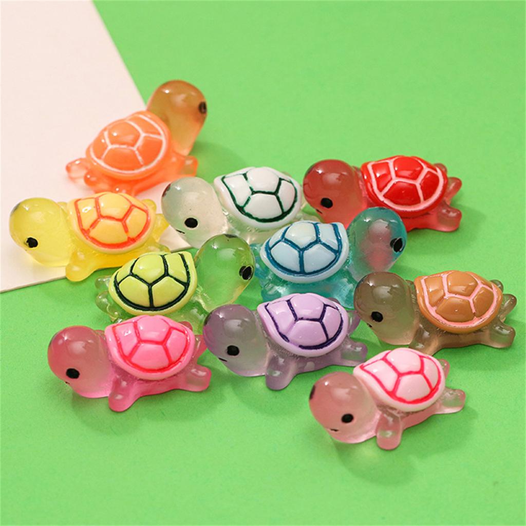 Colorful Luminous Mini Tortoise Micro Landscape Figure Ornament DIY Glowing Turtle Miniature Statue Potted Decor Fairy Garden
