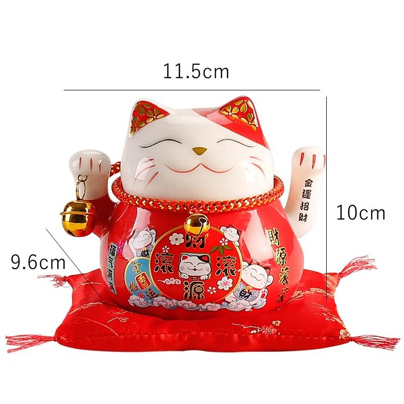 Ceramic Beckoning Lucky Cat Battery Powered Fortune Cat Waving Arm Maneki Neko Gift Idea Box Home Use Decoration Best Centerpiece 45