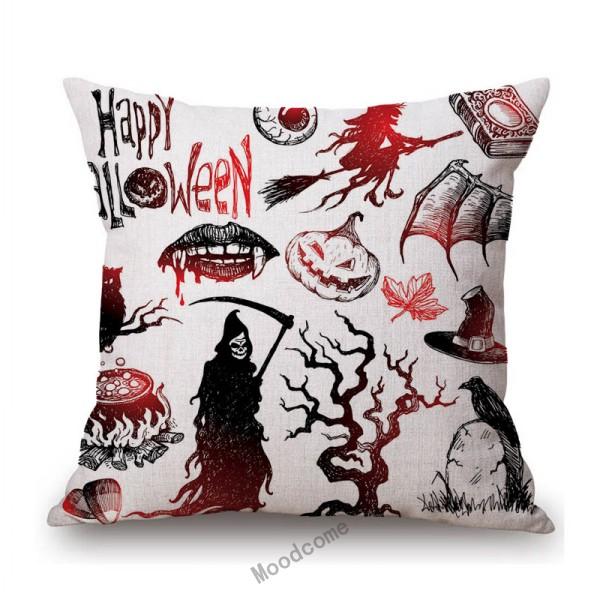 Halloween Decoration Zombie Party Pumpkin Head Skull Witches Print Cotton Linen Sofa Throw Pillow Case Car Cushion Cover