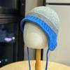 Color matching casual warm knitted hat women's big head circumference shows the face small autumn and winter windproof versatile ear protection hat