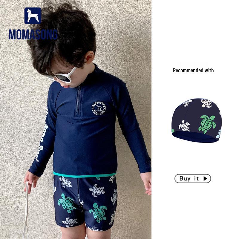 Boys Long Sleeve Sun Protection Swimsuit Set - Quick Dry Jellyfish Design 120