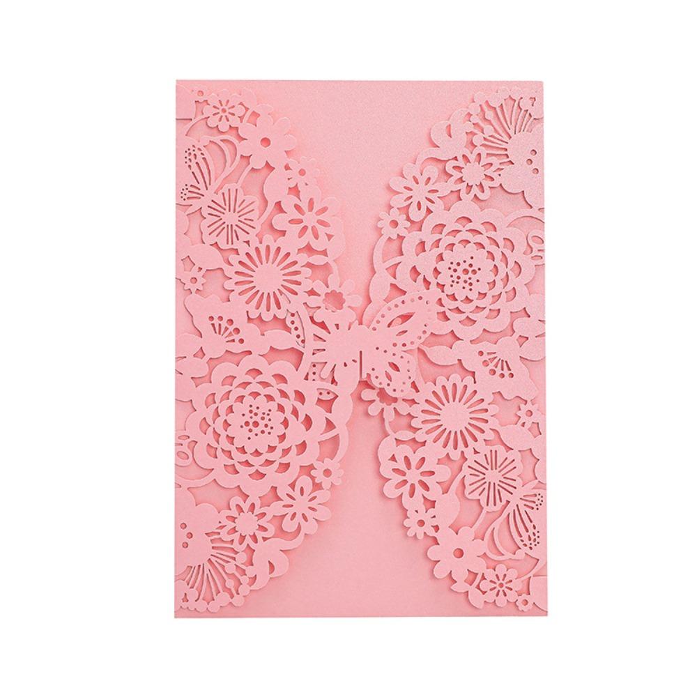 50pcs Flower 3D Invitation Card Hollow Out Butterfly Greeting Card  Festival Celebration