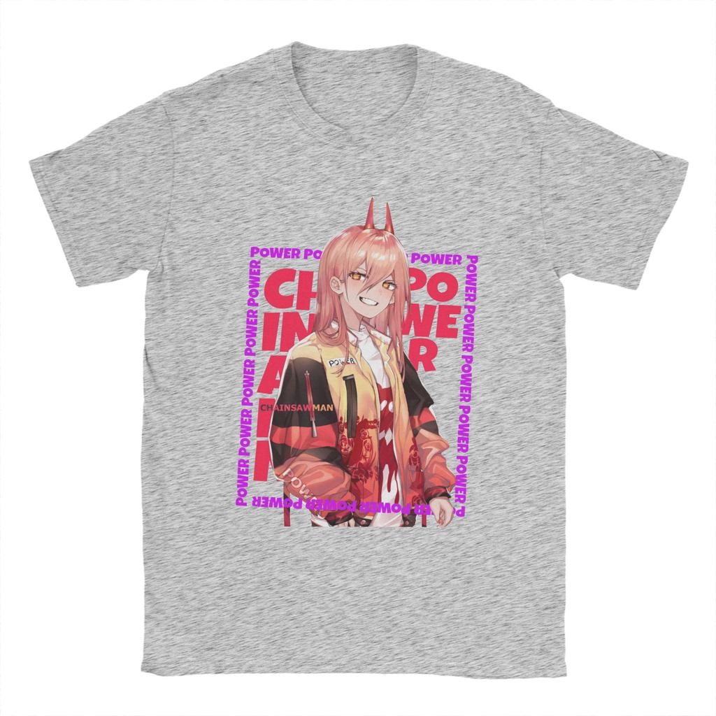 Men's T-Shirts Power Chainsaw Man Manga Leisure Cotton Tees Short Sleeve Chainsawman T Shirt O Neck Clothing Original