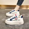 Fashion CRLAYDK Women's Platform Low Top Sneakers Chunky Leather Thick Sole Comfortable Casual Tennis Walking Ladies Skateboard Shoes